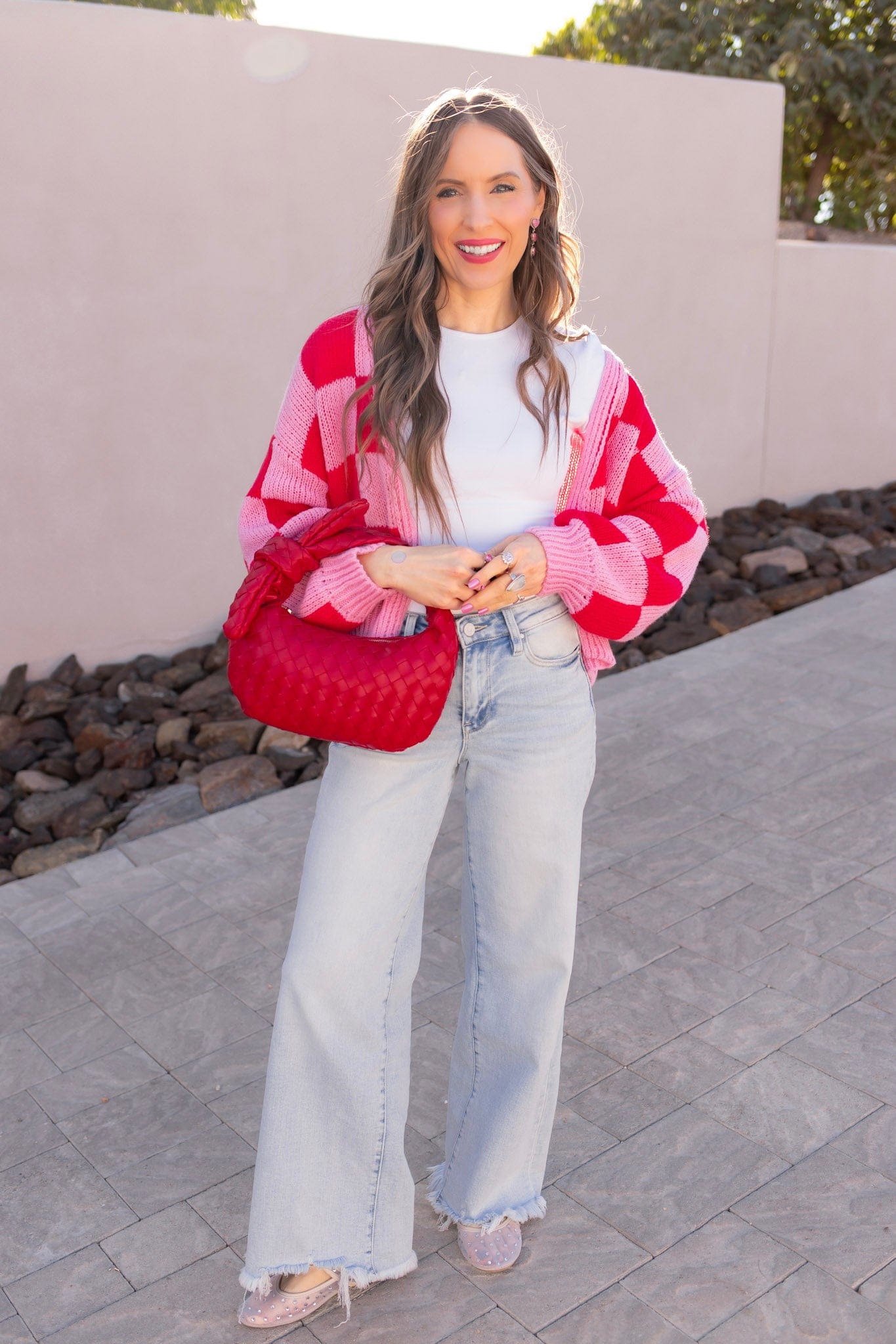 Cupid's Valentine Red & Pink Checker Cardigan