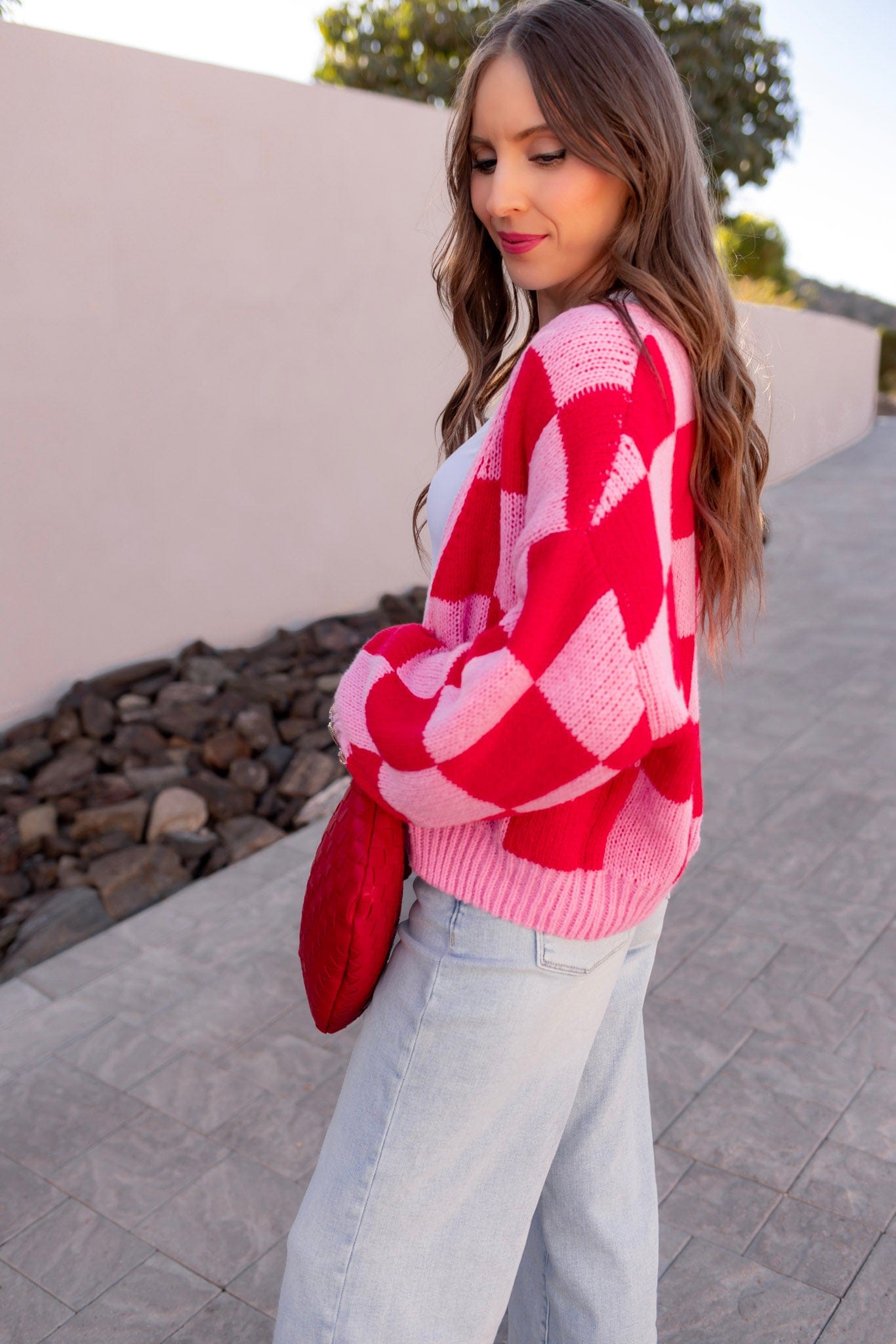 Cupid's Valentine Red & Pink Checker Cardigan
