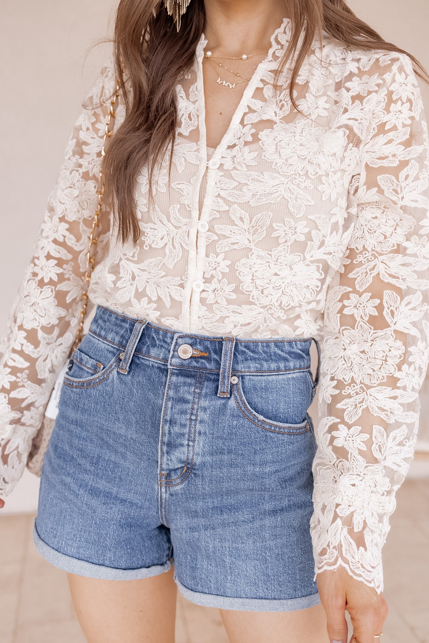 Boho Dreams Floral Lace Long Sleeve Blouse