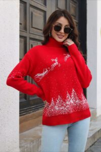 Cozy Color Block Snowflake Print Sweater